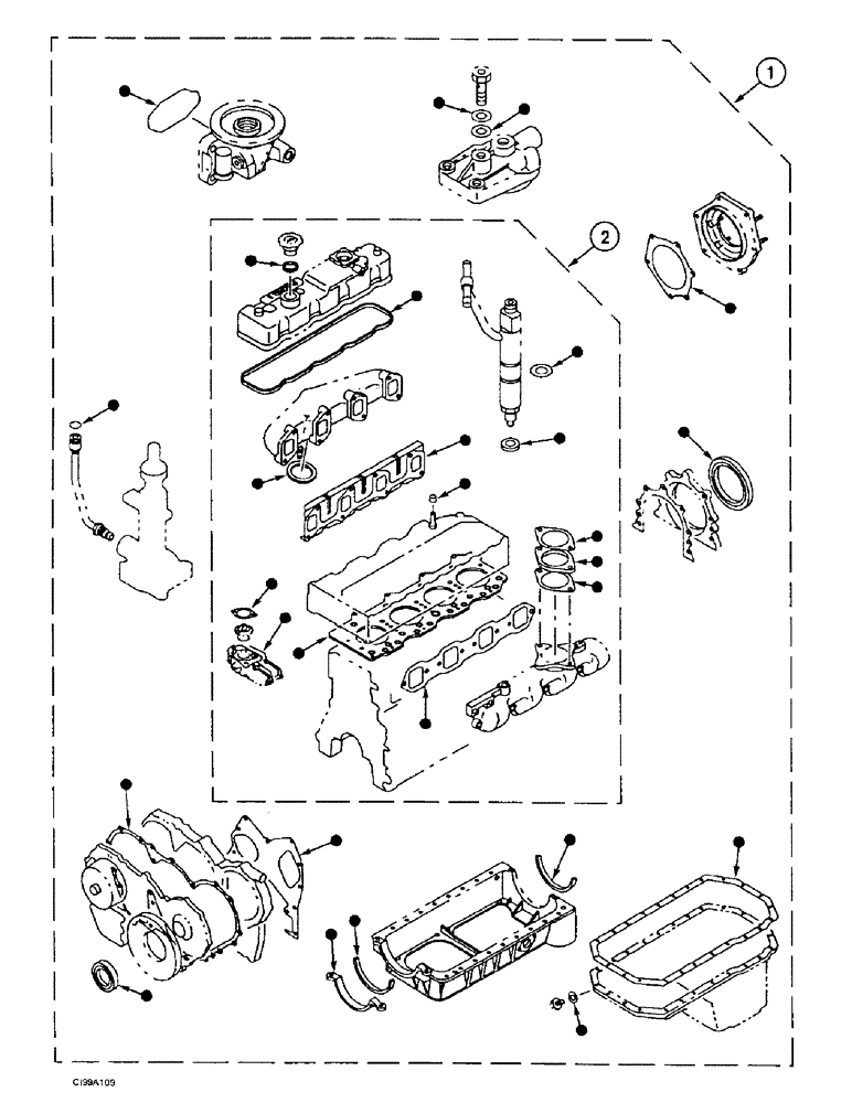 Схема запчастей Case 9007B - (2-48) - PACKAGE, SEALS - ENGINE (02) - ENGINE