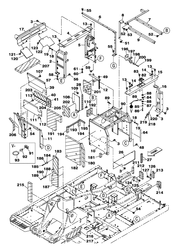 Схема запчастей Case CX300C - (09-005-00[01]) - COWLING (09) - CHASSIS/ATTACHMENTS