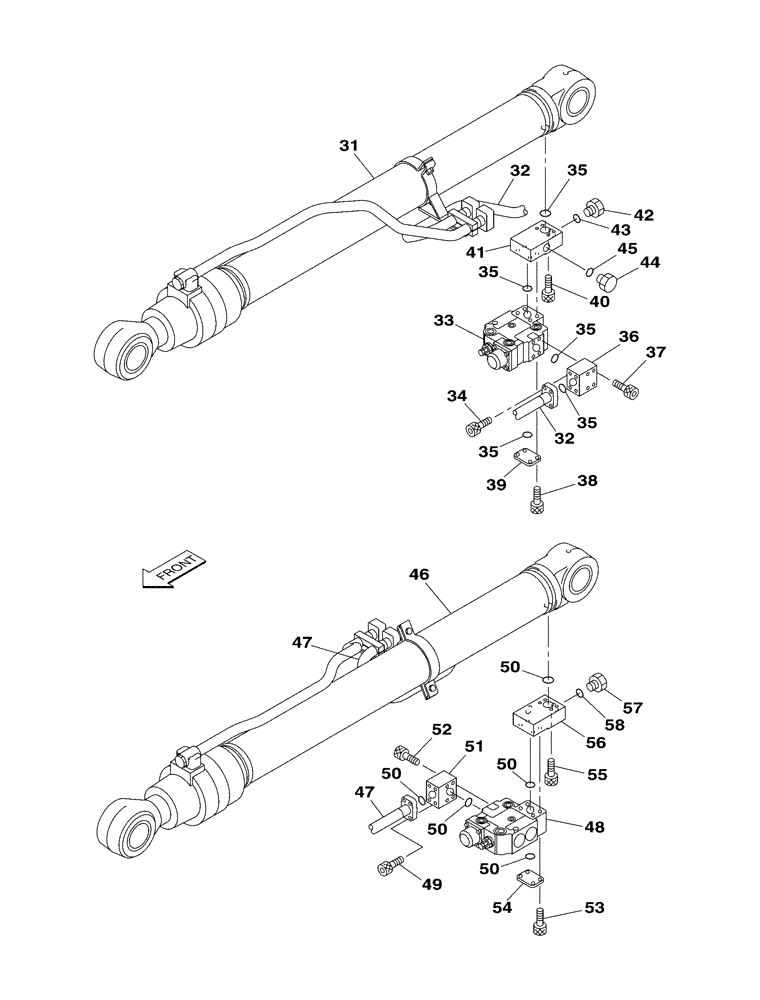 Схема запчастей Case CX350 - (08-047-00[01]) - HYDRAULIC CIRCUIT - BOOM CYLINDER - WITH VALVE, PRESSURE RELIEF (08) - HYDRAULICS