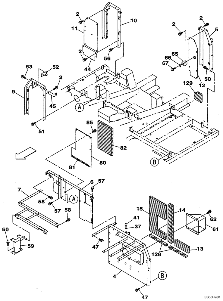 Схема запчастей Case CX210N - (09-05A) - FRAMES, COVERS - INSULATION, P.I.N. DAC0721631 AND AFTER (09) - CHASSIS