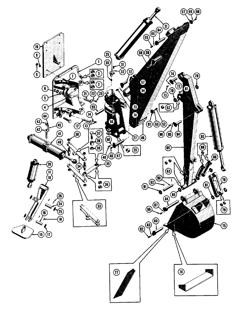 Схема запчастей Case 600 - (248) - BACKHOE INSTALLATION, BUCKET, CYLINDERS, ARMS, LINKAGE, MTG. PARTS (05) - UPPERSTRUCTURE CHASSIS