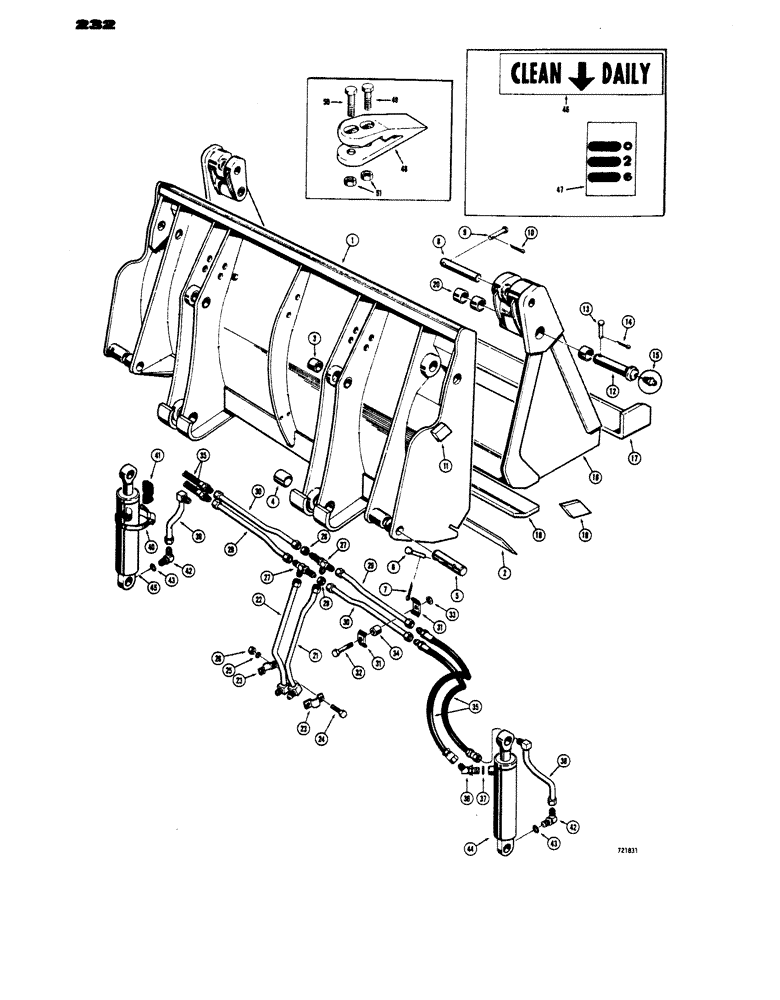 Схема запчастей Case 450 - (232) - D46899 4-IN-1 BUCKET (05) - UPPERSTRUCTURE CHASSIS