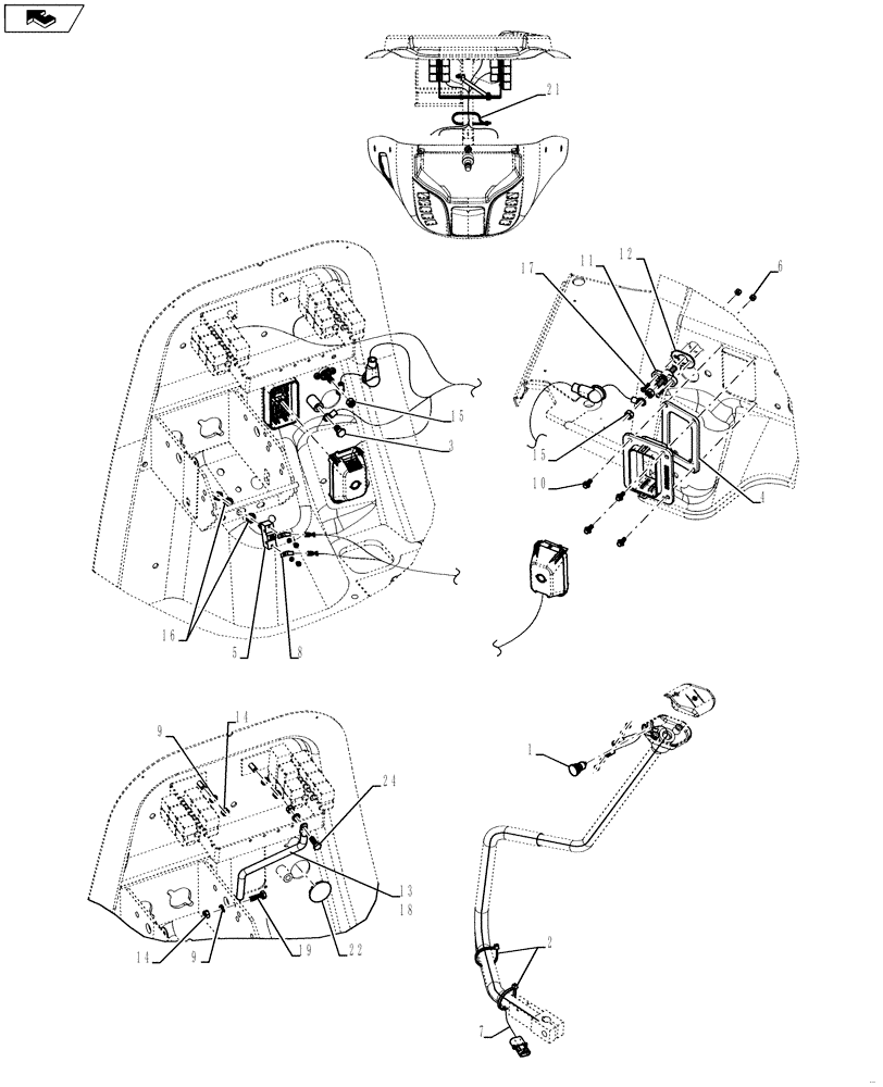 Схема запчастей Case 590SN - (55.512.14[02]) - HARNESS - FRONT CONSOLE, MOUNTING (55) - ELECTRICAL SYSTEMS