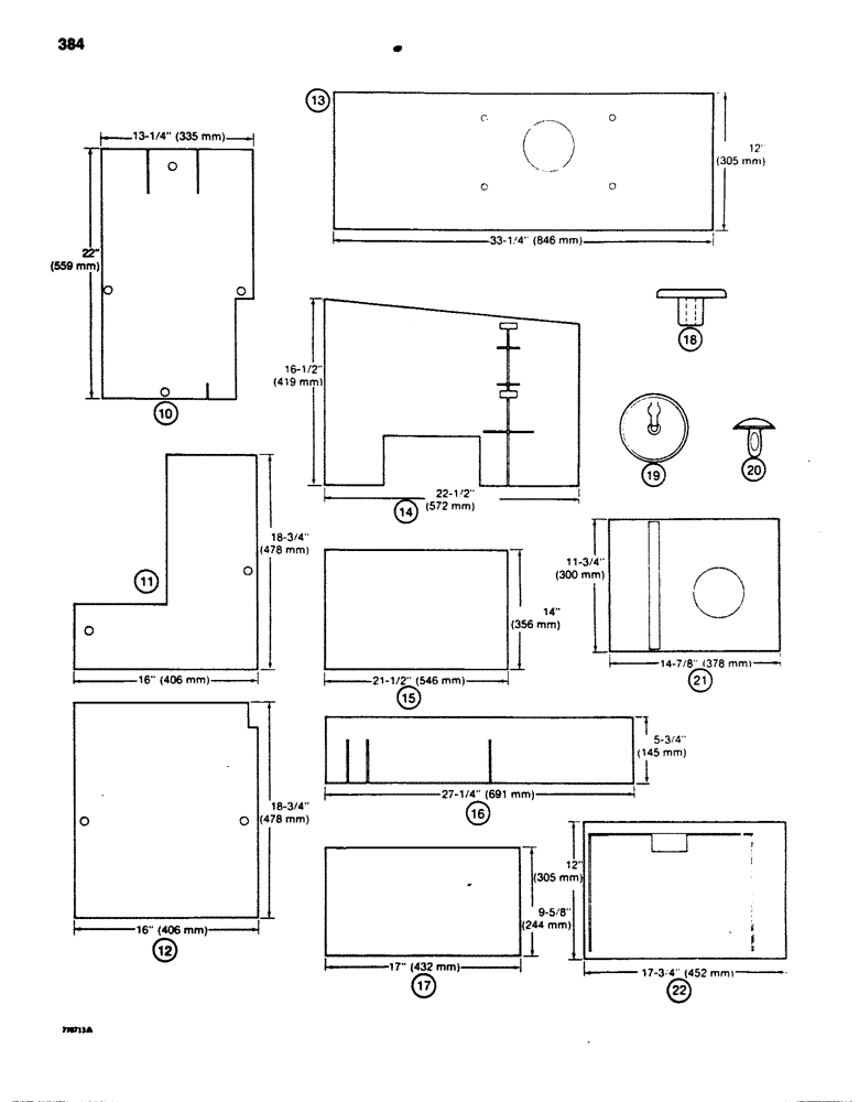 Схема запчастей Case 850B - (384) - NOISE REDUCTION PADS (05) - UPPERSTRUCTURE CHASSIS