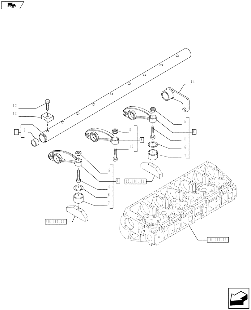 Схема запчастей Case F3AE0684K E910 - (10.106.02) - SHAFT & ROCKER ARMS - MY11 8120 (10) - ENGINE