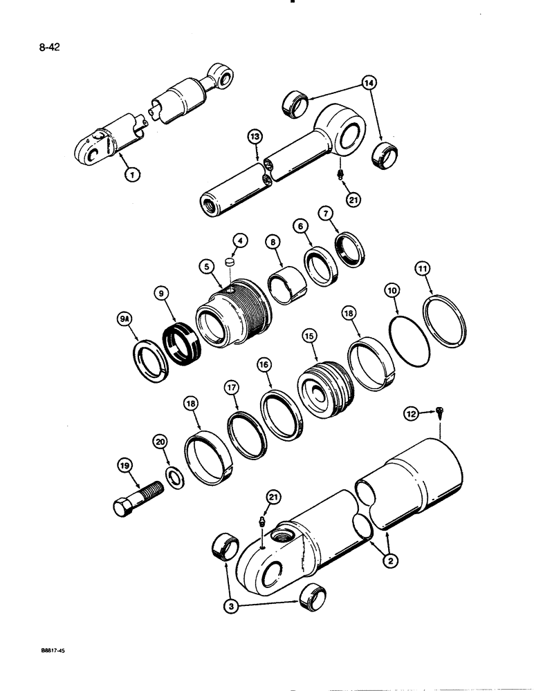 Схема запчастей Case 450C - (8-42) - BUCKET CLAM CYLINDERS (08) - HYDRAULICS