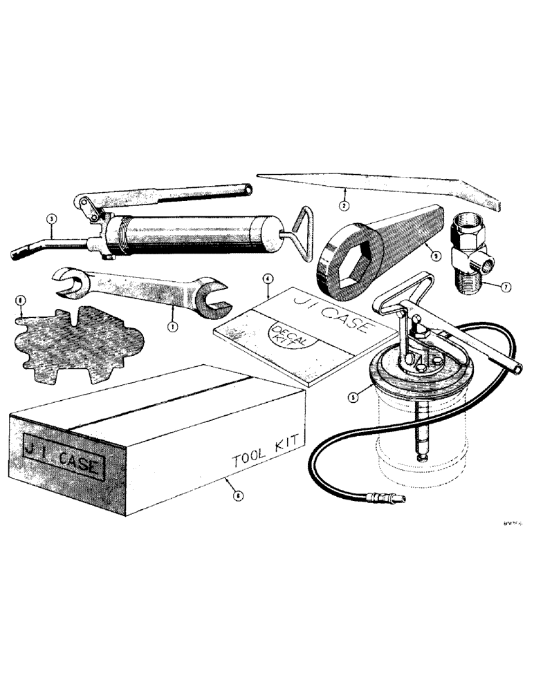 Схема запчастей Case 320 - (086) - TOOLS, GREASE GUN, AND DECALS (05) - UPPERSTRUCTURE CHASSIS