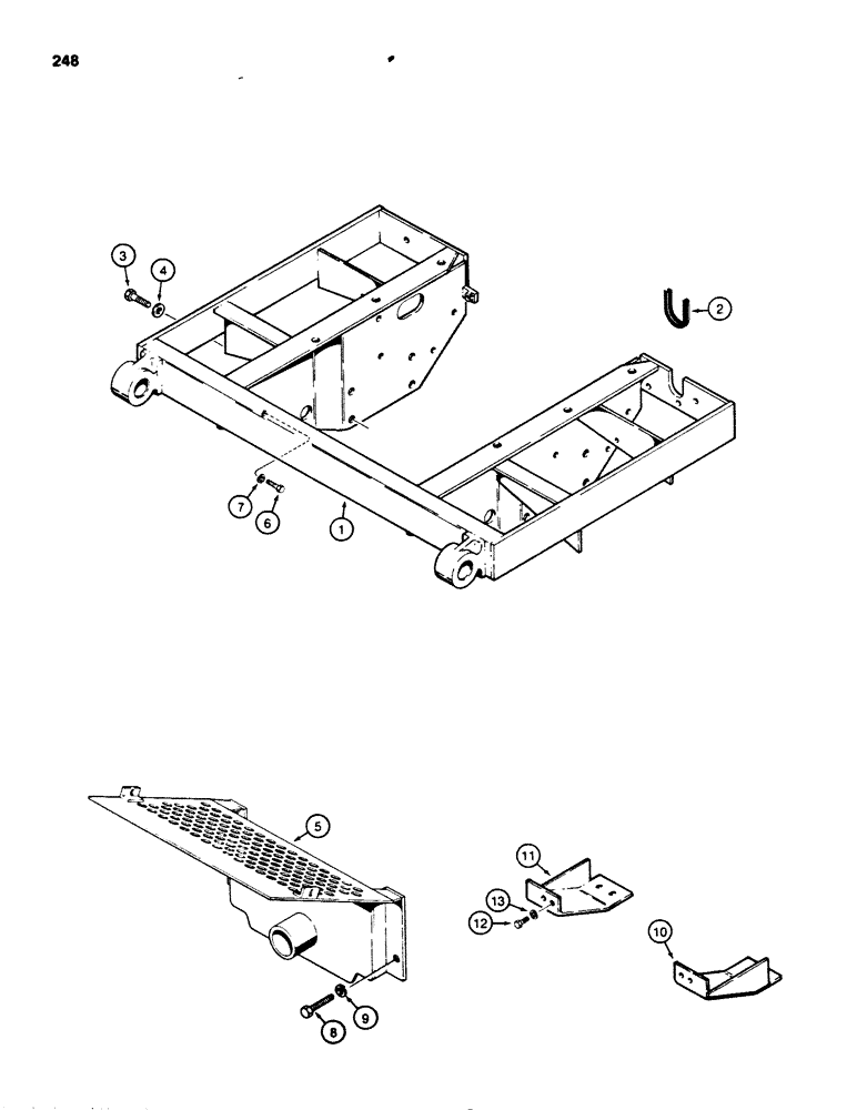 Схема запчастей Case 455B - (248) - SEAT AND TANK FRAME AND REAR TRANSMISSION GUARD (05) - UPPERSTRUCTURE CHASSIS