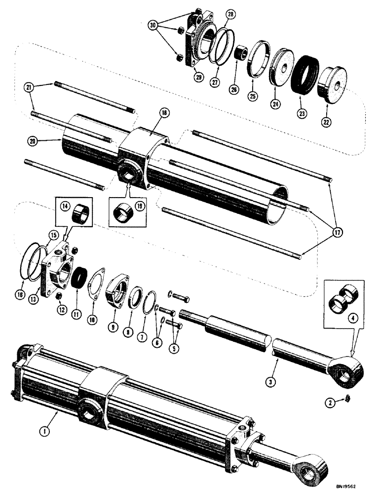 Схема запчастей Case 800 - (226) - R13564 REAR HINGE LOADER LIFT HYDRAULIC CYLINDER (07) - HYDRAULIC SYSTEM