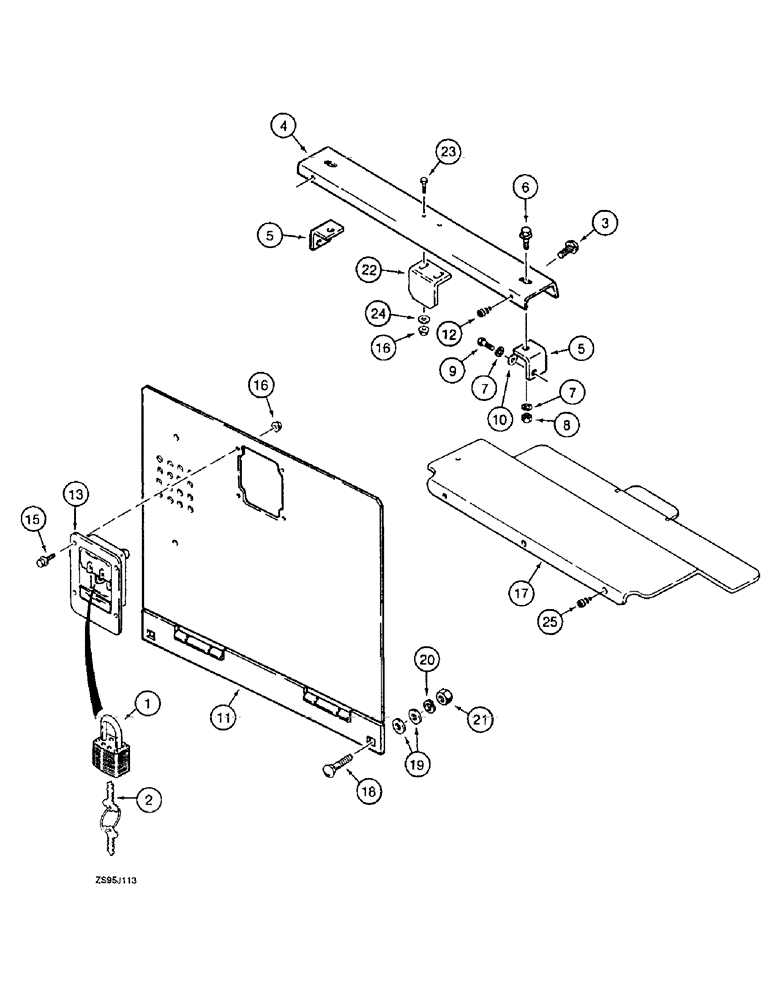 Схема запчастей Case 550E - (9-14) - BATTERY COMPARTMENT AND REAR COVER (09) - CHASSIS/ATTACHMENTS