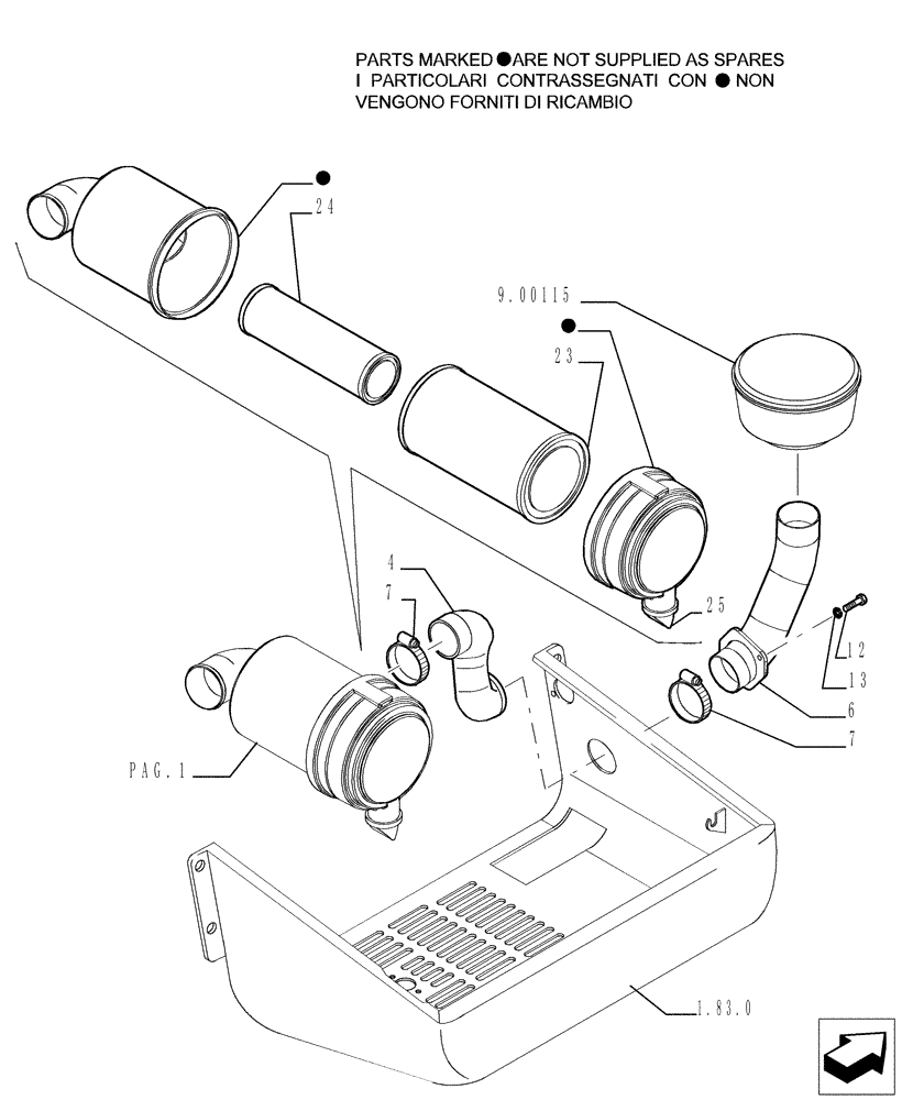 Схема запчастей Case TX842 - (1.19.1[02]) - AIR CLEANER (10) - ENGINE