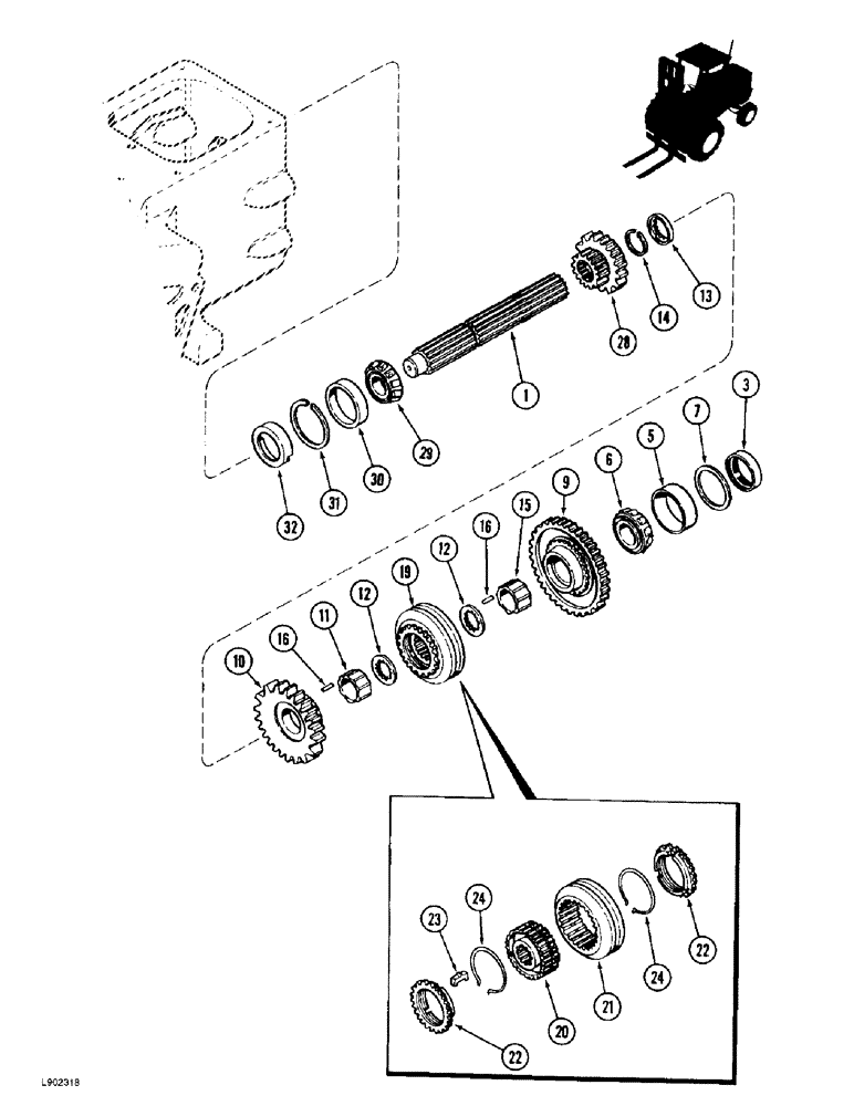 Схема запчастей Case 584E - (6-64) - TRANSAXLE, MAIN SHAFT (06) - POWER TRAIN