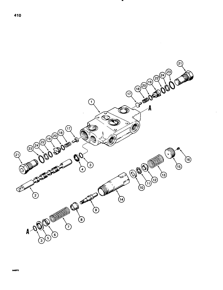 Схема запчастей Case 580SE - (410) - CASE LOADER CONTROL VALVE - TWO SPOOL, LIFT SECTION (08) - HYDRAULICS