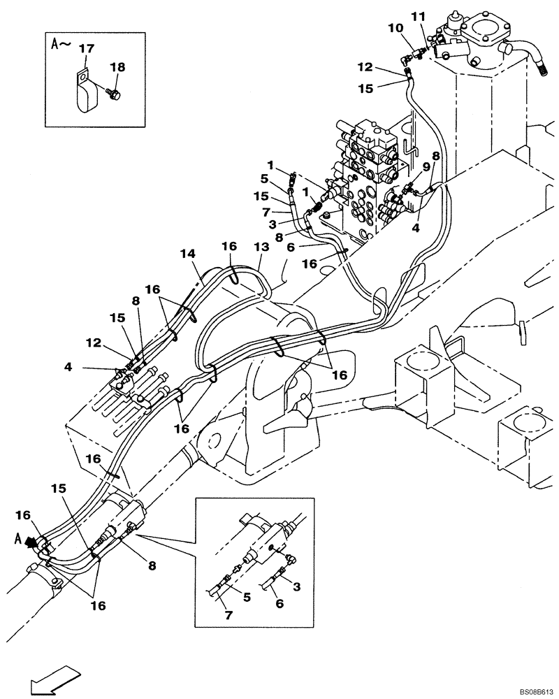 Схема запчастей Case CX80 - (08-35) - PILOT CONTROL LINES - MODELS WITH LOAD HOLD (08) - HYDRAULICS