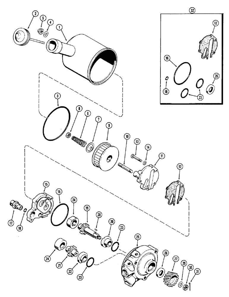 Схема запчастей Case 580B - (150) - A36559 POWER STEERING PUMP (05) - STEERING