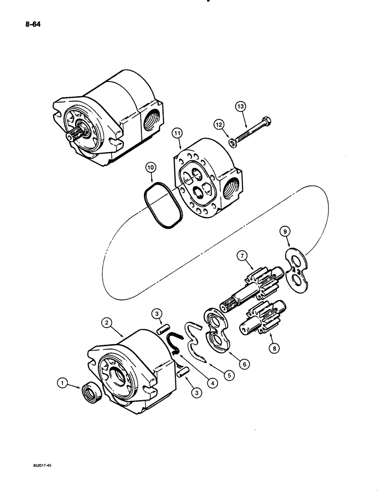 Схема запчастей Case 480E - (8-064) - D73079 HYDRAULIC PUMP (08) - HYDRAULICS