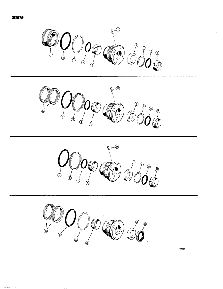 Схема запчастей Case 850 - (228) - CYL PACKING KITS, USED IN HYDRA-LEVELING CYL W/4" CYL TUBE ID X 2" PISTON ROD D37358 CYL PACKING KIT (07) - HYDRAULIC SYSTEM