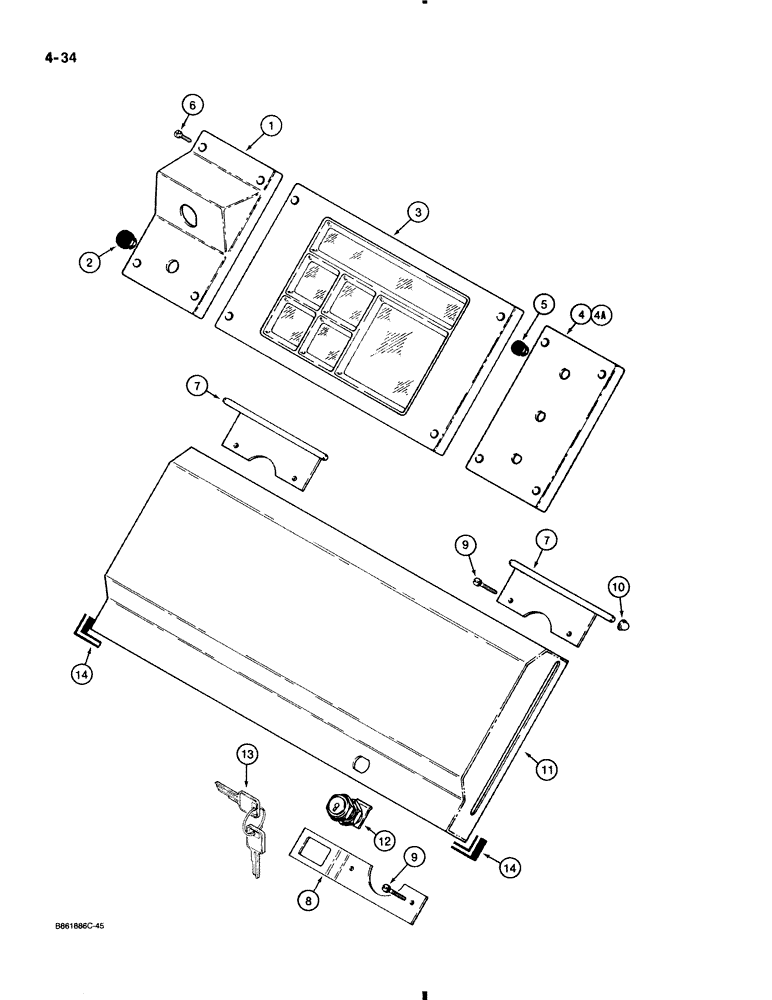 Схема запчастей Case 580K - (4-034) - SIDE INSTRUMENT PANEL AND COVERS (04) - ELECTRICAL SYSTEMS