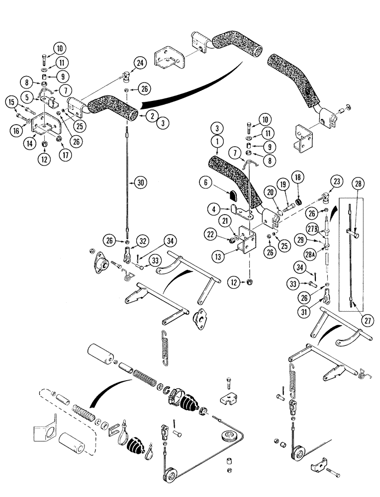 Схема запчастей Case 1835C - (7-02) - PARKING LATCH AND SEAT BARS - USED ON MODELS WITH DUAL SEAT BARS AND TWO PULLEYS PER SIDE (07) - BRAKES