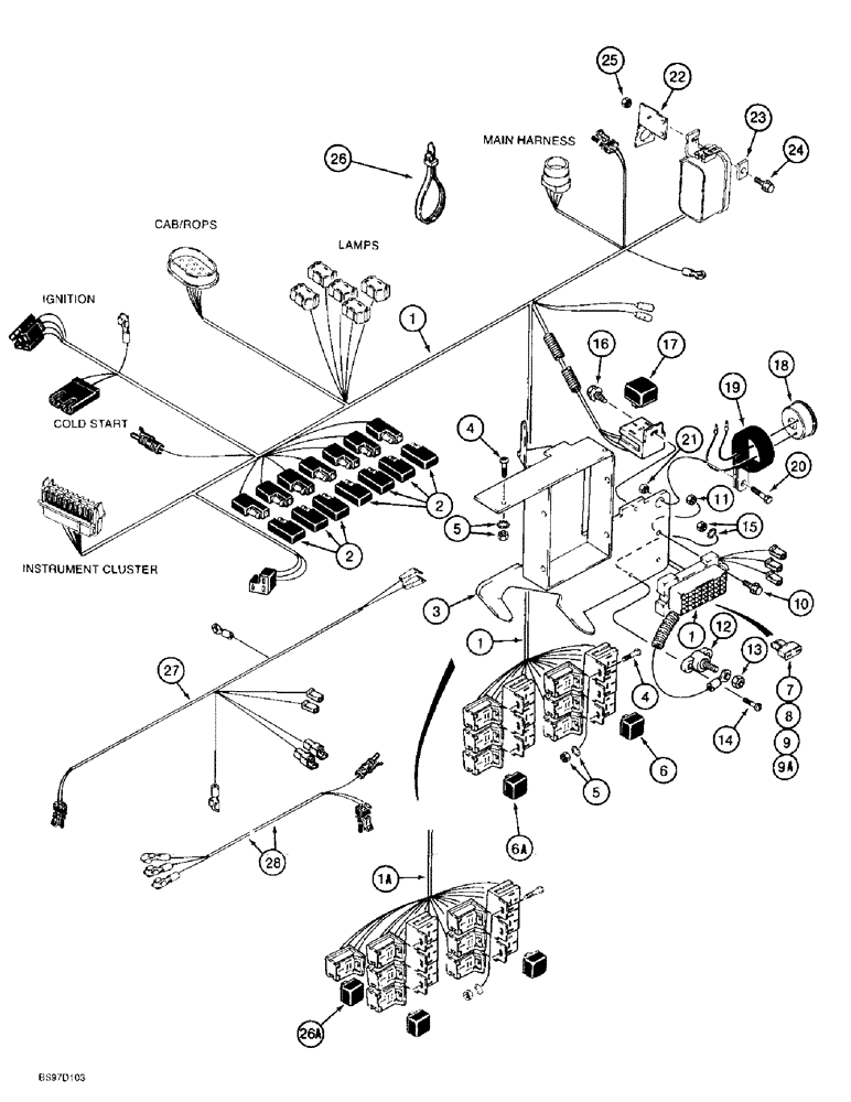 Схема запчастей Case 590SL - (4-18) - SIDE CONSOLE INSTRUMENT HARNESS (04) - ELECTRICAL SYSTEMS