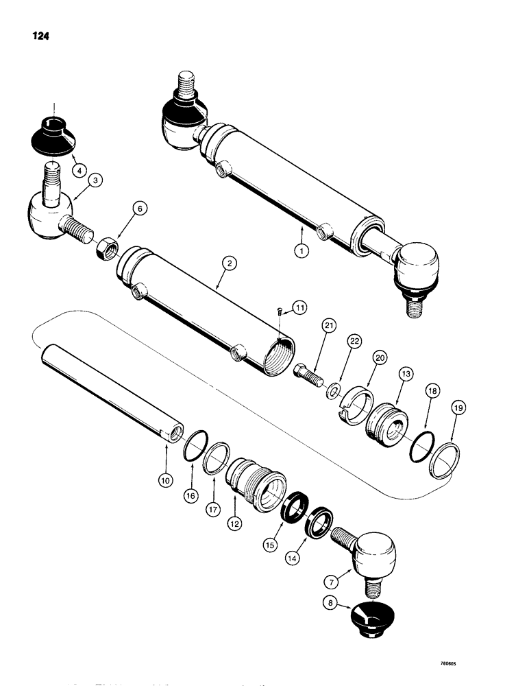 Схема запчастей Case 680H - (124) - G102602 STEERING CYLINDER (05) - STEERING