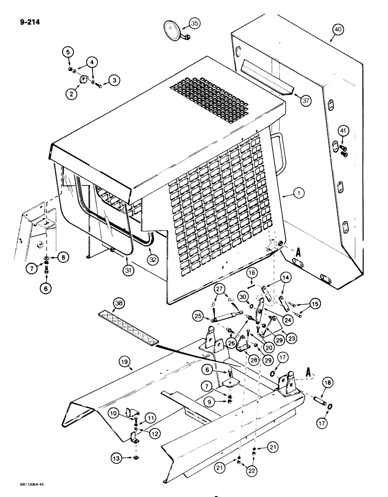 Схема запчастей Case 1825 - (9-214) - ROPS, STANDARD (09) - CHASSIS/ATTACHMENTS