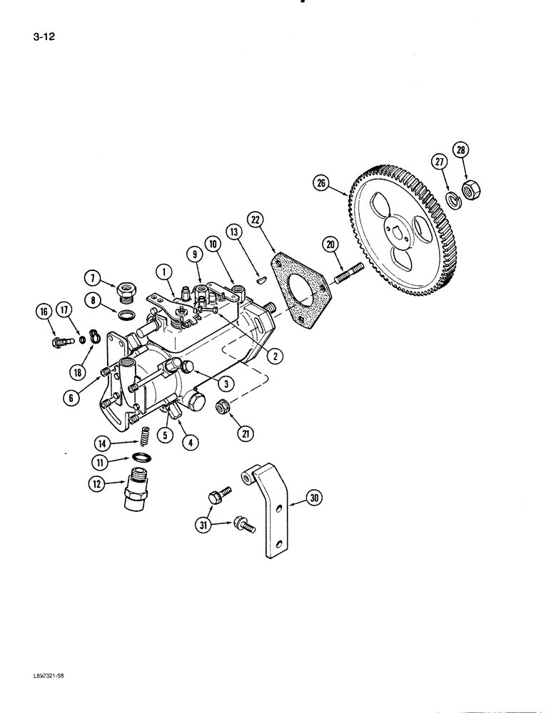 Схема запчастей Case 480E - (3-12) - FUEL INJECTION PUMP AND DRIVE, 4-390 ENGINE (03) - FUEL SYSTEM