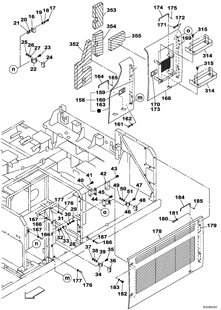 Схема запчастей Case CX800B - (09-77) - COWLING - ACCESS DOOR - ENGINE COVER (09) - CHASSIS