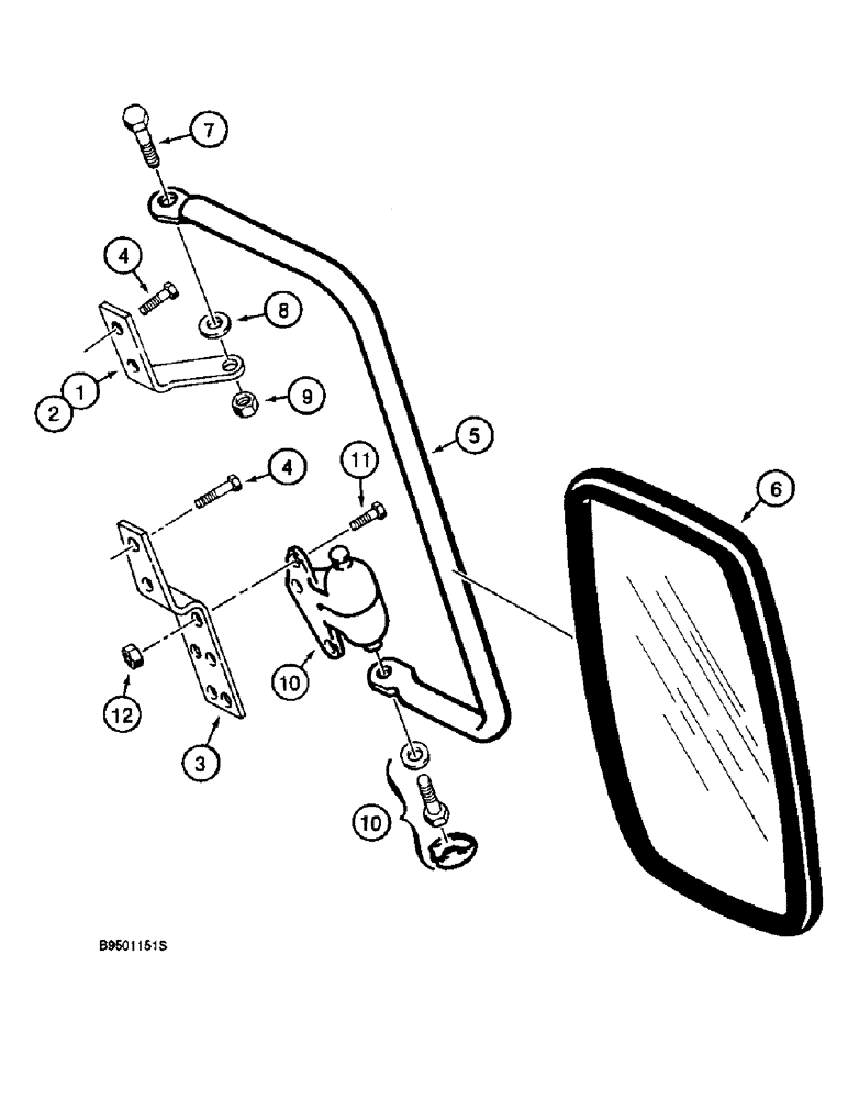 Схема запчастей Case 590L - (9-134) - REAR VIEW MIRROR, ROPS CAB MODELS - EXTERIOR (09) - CHASSIS/ATTACHMENTS