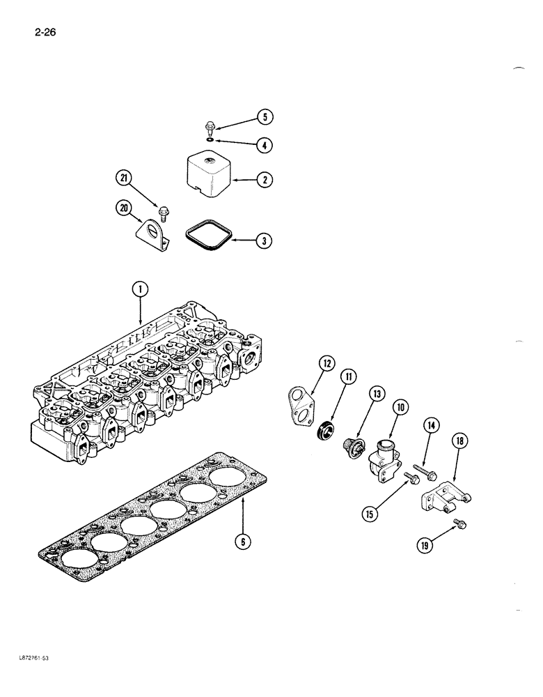 Схема запчастей Case 1086B - (2-026) - CYLINDER HEAD COVERS AND GASKET, 6T-590 ENGINE (02) - ENGINE