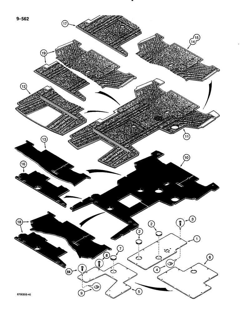 Схема запчастей Case 580K - (09-562) - FLOOR PLATES AND FLOORMATS (09) - CHASSIS/ATTACHMENTS