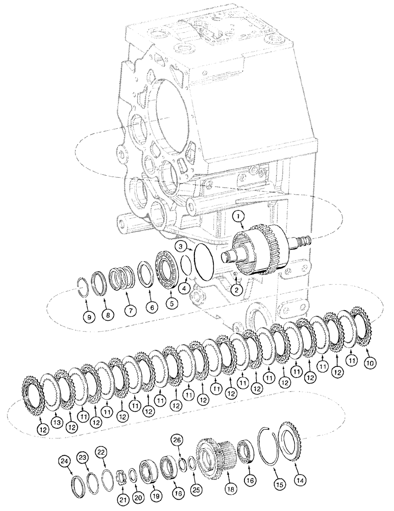 Схема запчастей Case 921B - (6-016) - TRANSMISSION ASSEMBLY - FORWARD GEAR AND CLUTCH, PRIOR TO P.I.N. JEE0052701 (06) - POWER TRAIN