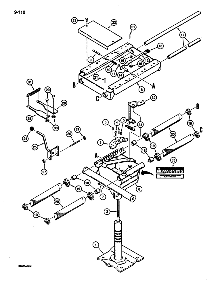 Схема запчастей Case 680L - (9-110) - STANDARD SEAT SUPPORT (09) - CHASSIS/ATTACHMENTS