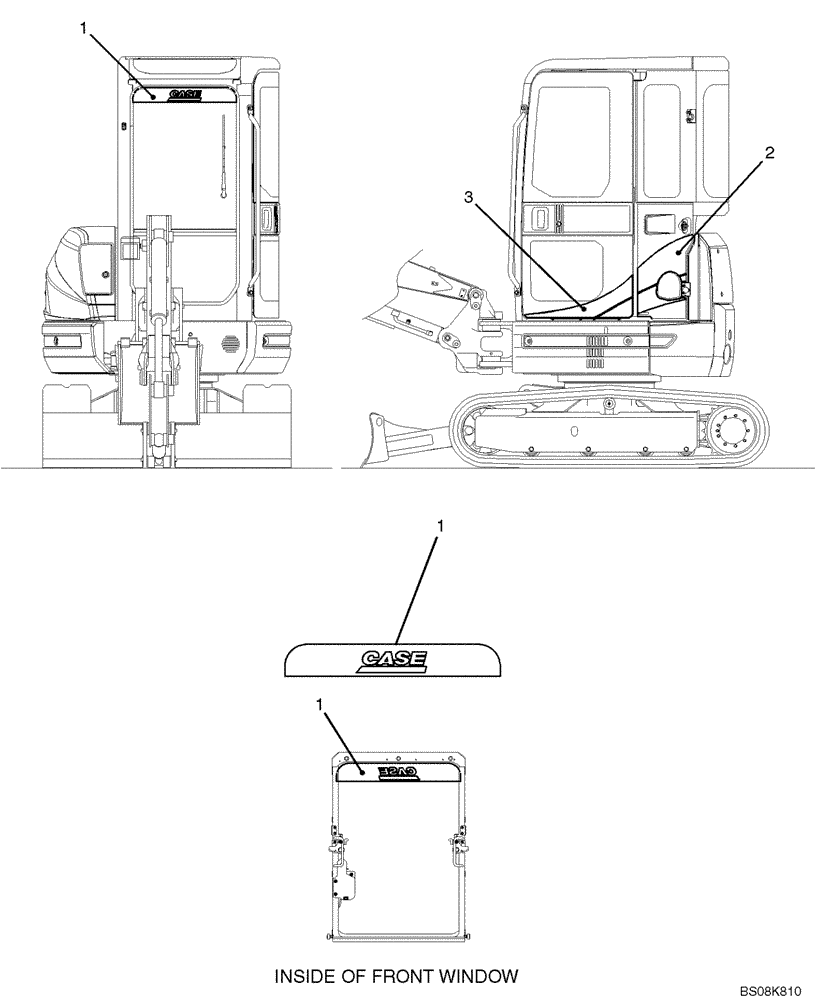 Схема запчастей Case CX27B BTW - (06-016) - NAME PLATE INSTALLATION (GRAPHIC) (PW22T00100F1) (90) - PLATFORM, CAB, BODYWORK AND DECALS