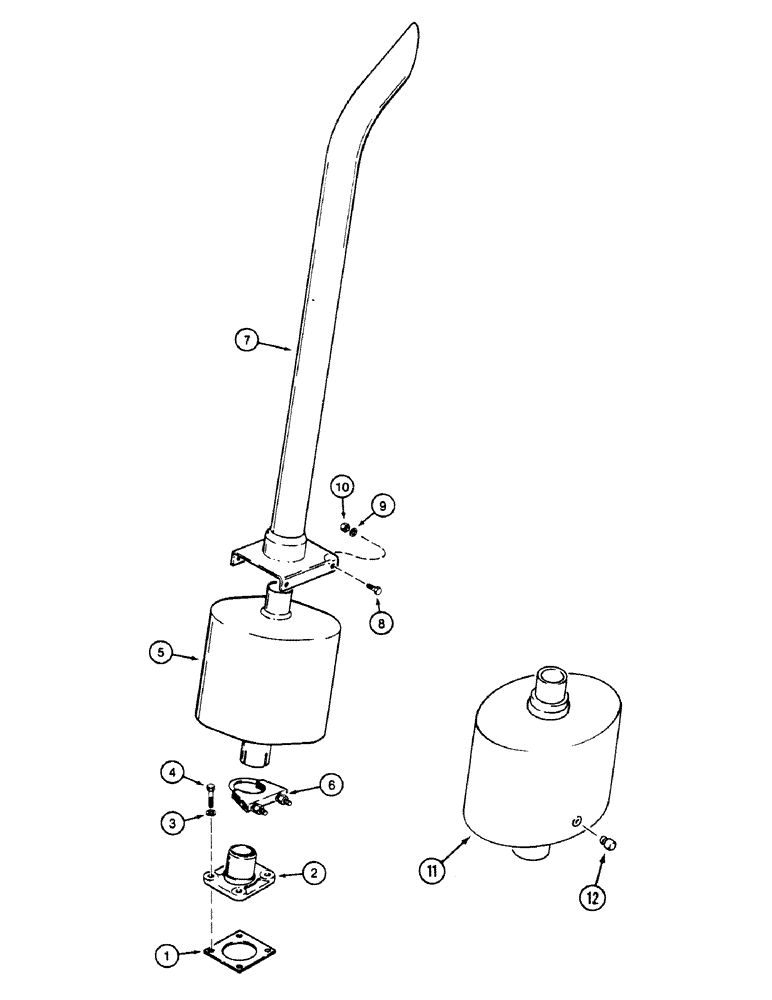 Схема запчастей Case 580SK - (2-16) - EXHAUST SYSTEM, WITHOUT TURBOCHARGER (02) - ENGINE