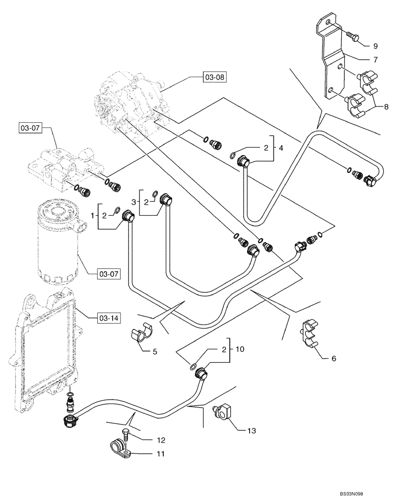 Схема запчастей Case 865B AWD - (03-11[01]) - FUEL PIPING (03) - FUEL SYSTEM