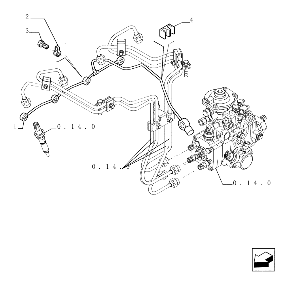 Схема запчастей Case TX1055 - (0.20.4[01]) - INJECTION EQUIPMENT - PIPING (10) - ENGINE