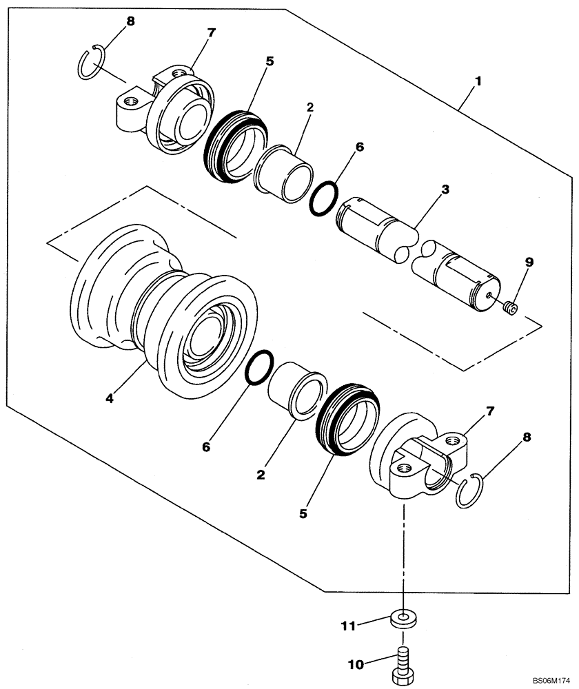 Схема запчастей Case CX290B - (05-10) - TRACK - ROLLER, LOWER (11) - TRACKS/STEERING