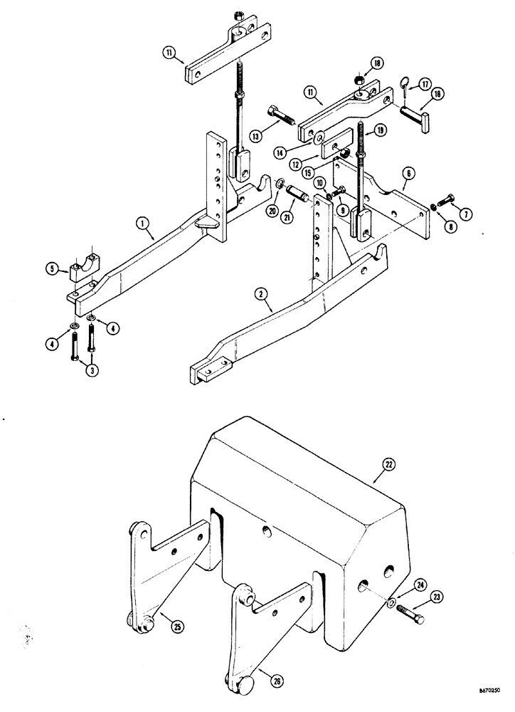 Схема запчастей Case 34 - (098) - BACKHOE MOUNTING PARTS AND COUNTERWEIGHT 