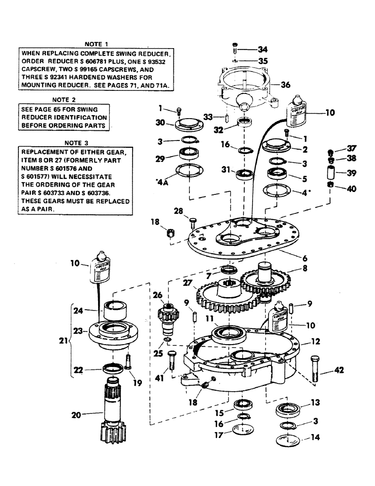 Схема запчастей Case 40EC - (069) - SWING REDUCER AND BRAKE HOUSING, (USED AS INTERMEDIATE REPLACEMENT REDUCER) (05) - UPPERSTRUCTURE CHASSIS