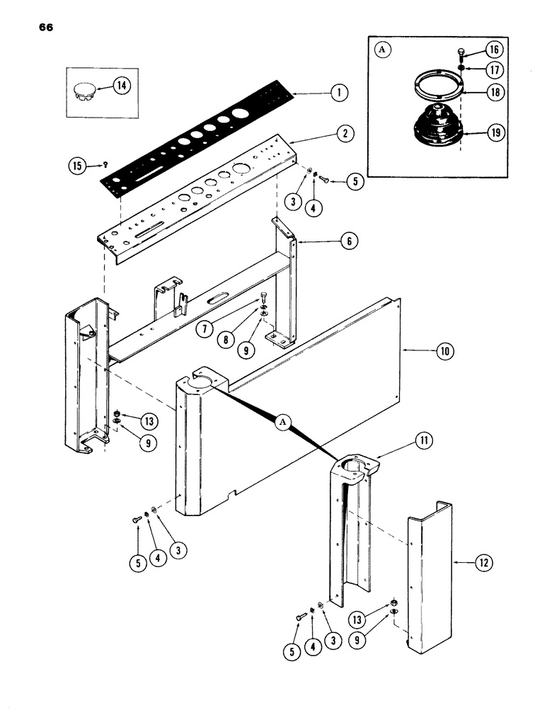 Схема запчастей Case 980B - (066) - INSTRUMENT PANEL AND SUPPORTS FOR HAND CONTROL VALVES (06) - ELECTRICAL SYSTEMS