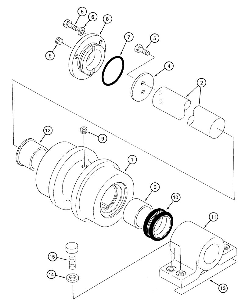 Схема запчастей Case 9050 - (5-11A) - TRACK CARRIER ROLLER, FOR STANDARD MODELS (ALL BUT TIMBER KING) AND MANUFACTURED BY INTERTRAC (11) - TRACKS/STEERING