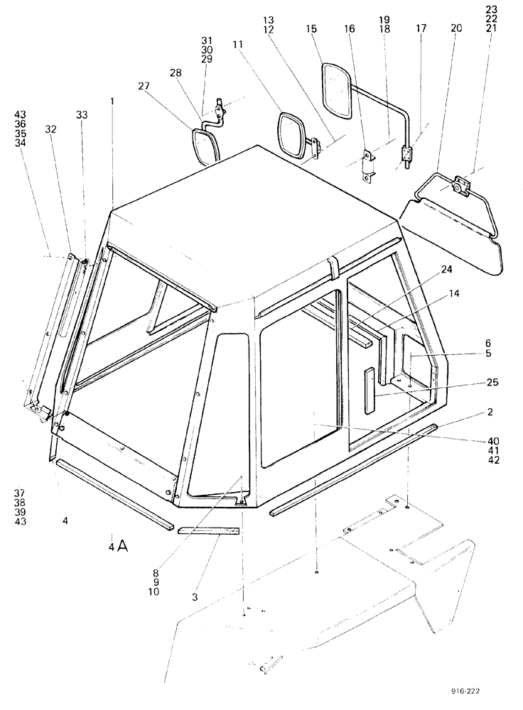 Схема запчастей Case 580F - (302) - CAB MOUNTING PARTS (90) - PLATFORM, CAB, BODYWORK AND DECALS