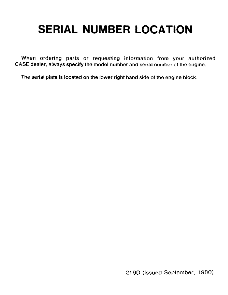 Схема запчастей Case DH7 - (01-2) - SERIAL NUMBER LOCATION (00) - GENERAL & PICTORIAL INDEX