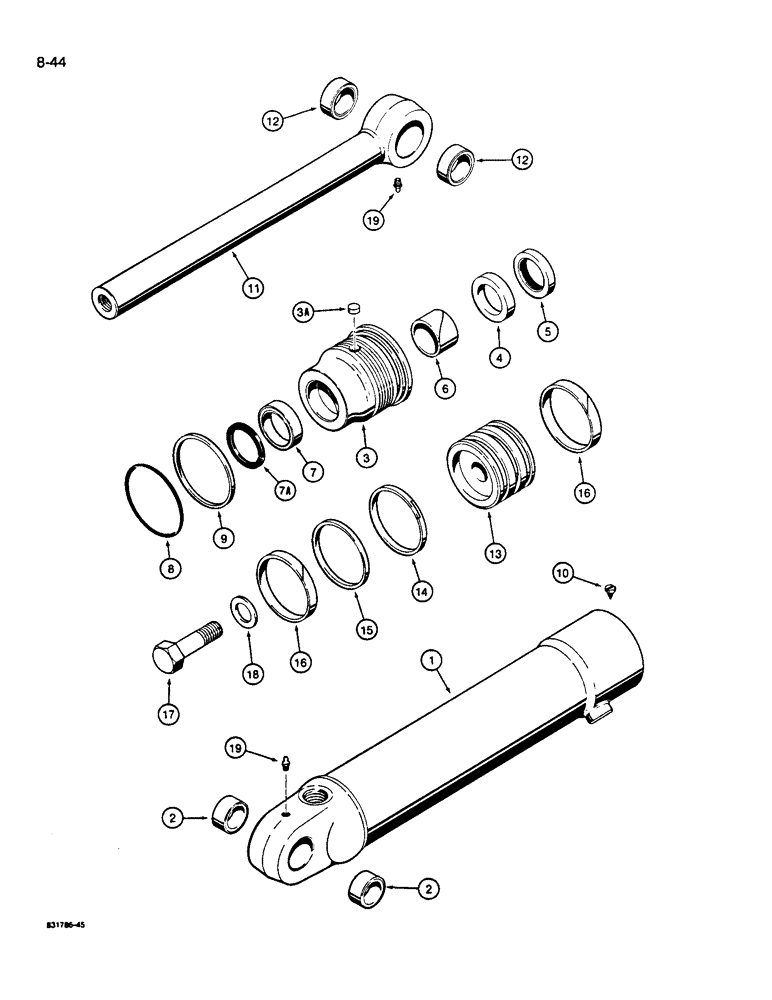 Схема запчастей Case W14B - (8-44) - BUCKET CLAM CYLINDERS - G101226 AND G101227 (08) - HYDRAULICS