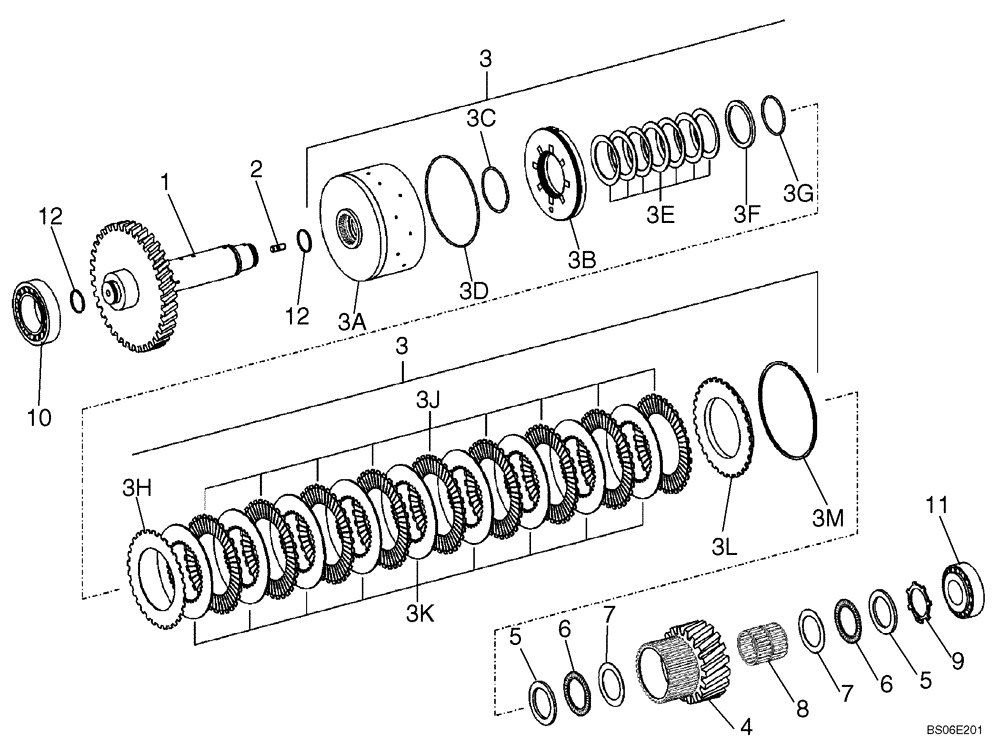 Схема запчастей Case 821E - (06-07) - TRANSMISSION - CLUTCH ASSY, FIRST - PRIOR TO P.I.N. N7F203144 (06) - POWER TRAIN