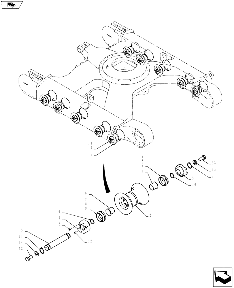 Схема запчастей Case CX55BMSR - (02-009[00]) - ROLLER ASSY, TRACK (48) - TRACKS & TRACK SUSPENSION