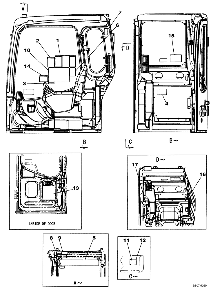 Схема запчастей Case CX135SR - (09-36) - DECAL - OPERATORS COMPARTMENT (09) - CHASSIS/ATTACHMENTS