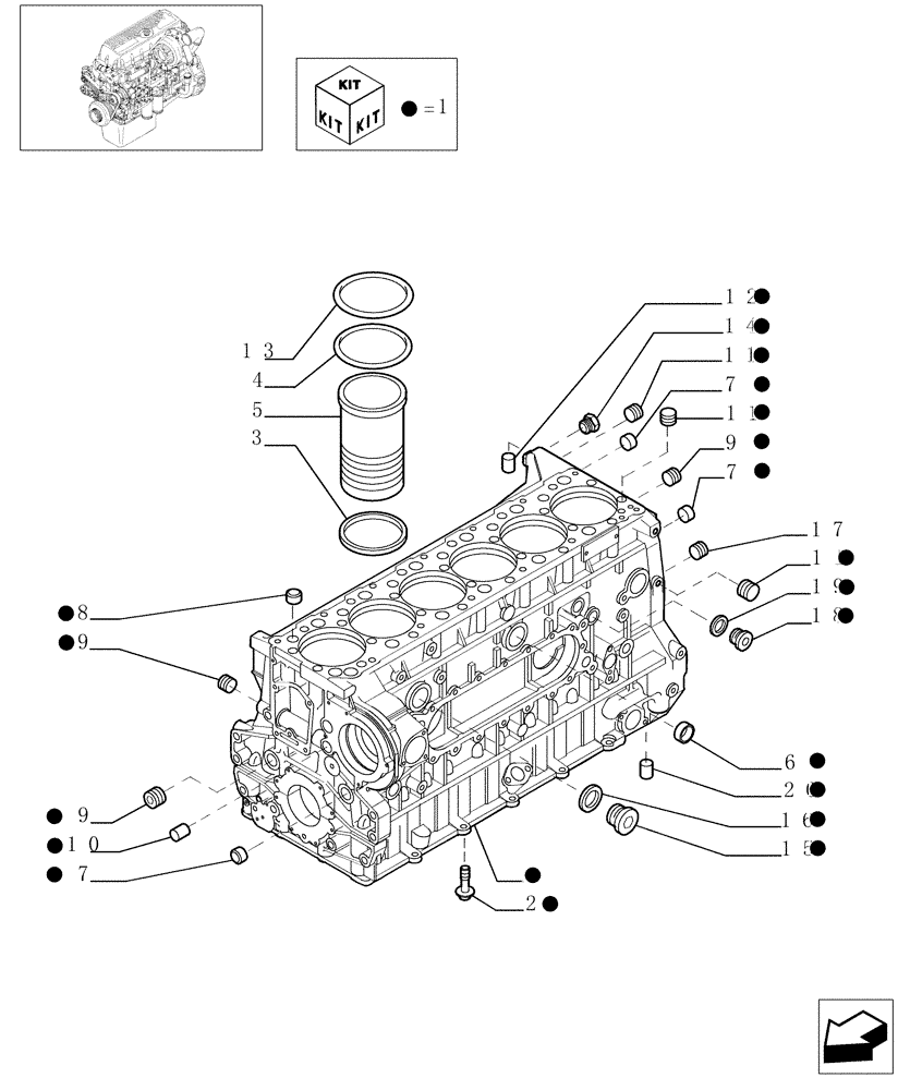 Схема запчастей Case F3AE0684E B006 - (0.04.0[01]) - CYLINDER BLOCK & RELATED PARTS (504045863 - 504071143) 