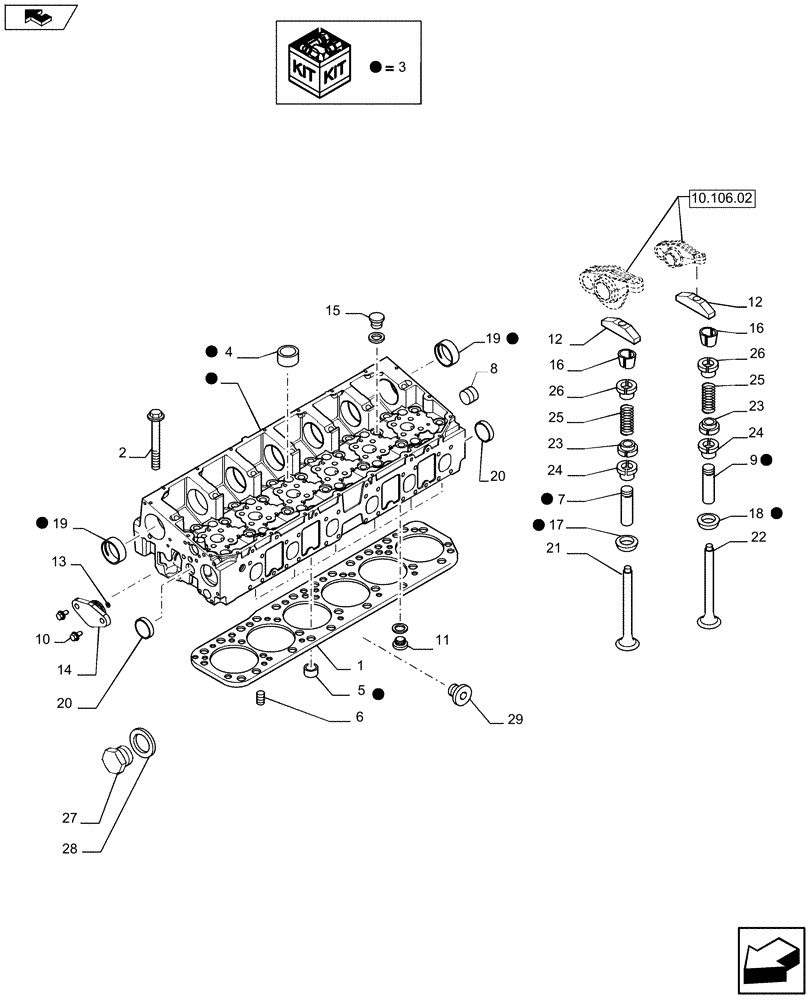 Схема запчастей Case F2CFE614A A013 - (10.101.01) - CYLINDER HEAD & RELATED PARTS (5801378194 - 504248291 - 5801379857 - 504320756 - 504223088) (01) - ENGINE